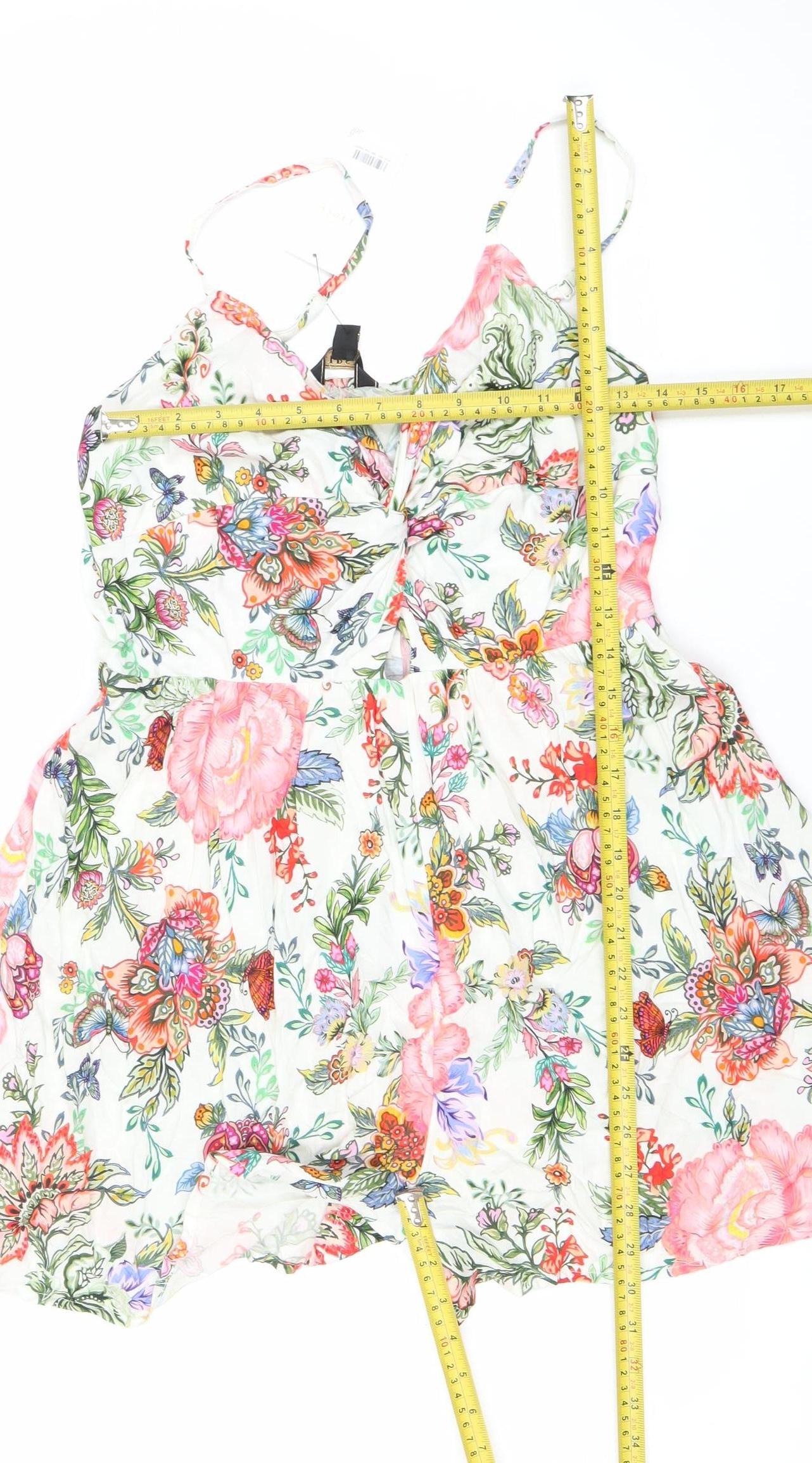 Lipsy Women Multicoloured Floral Viscose Size 12 Playsuit