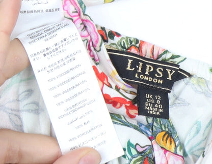 Lipsy Women Multicoloured Floral Viscose Size 12 Playsuit