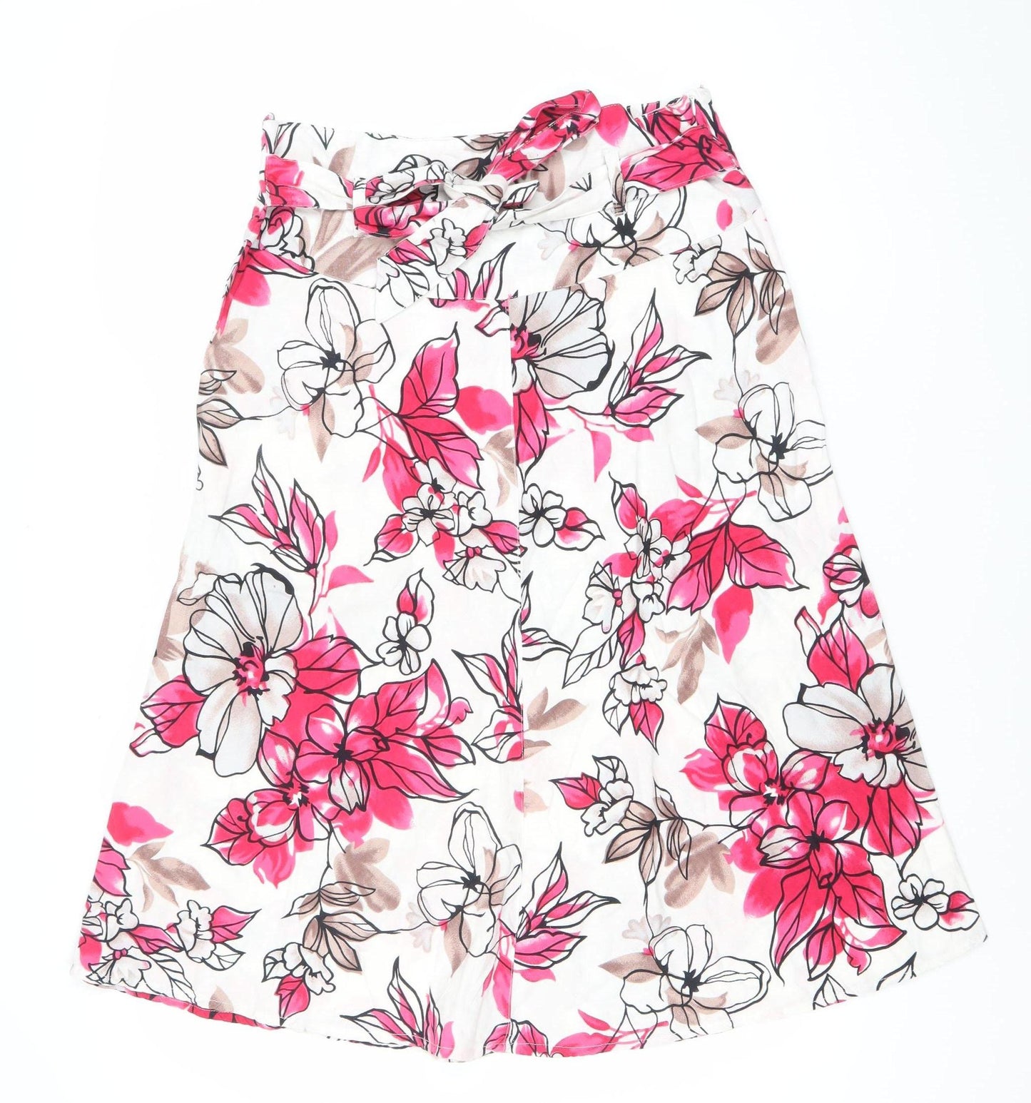 Alexon Womens Floral Skirt Size 16 Multicoloured Knee Length Cotton Linen
