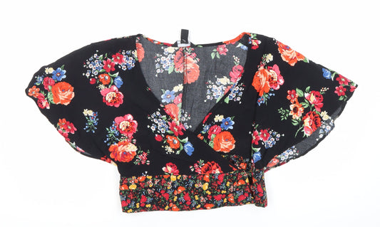 New Look Women’s Multicoloured Floral Wrap Blouse Size 8