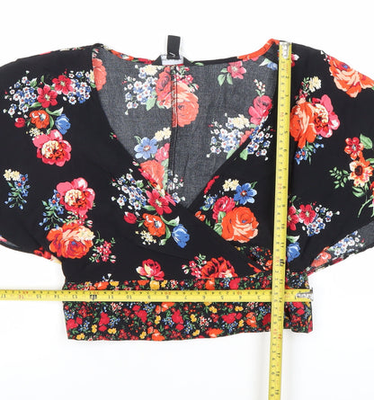 New Look Women’s Multicoloured Floral Wrap Blouse Size 8