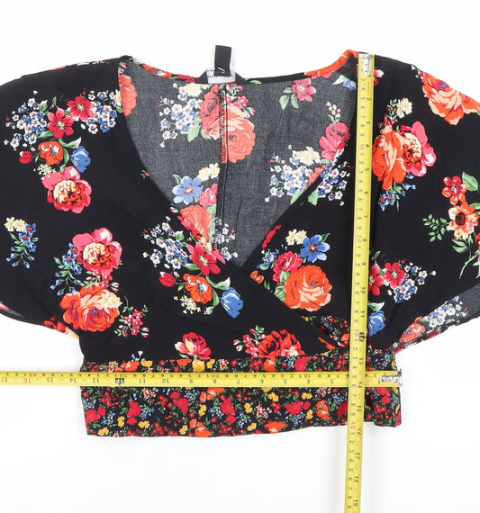New Look Women’s Multicoloured Floral Wrap Blouse Size 8
