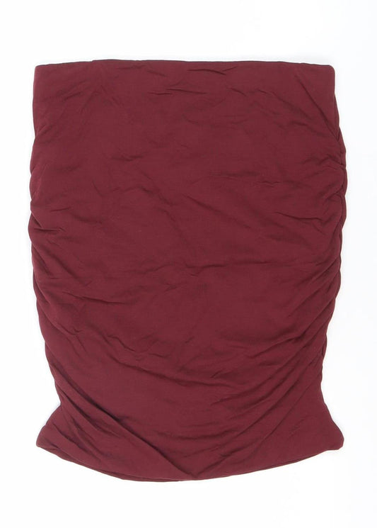 Hush Womens Red Knee Length Pencil Skirt Size S Cotton Modal