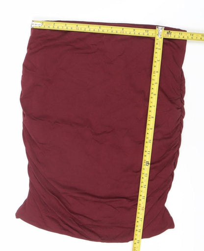 Hush Womens Red Knee Length Pencil Skirt Size S Cotton Modal
