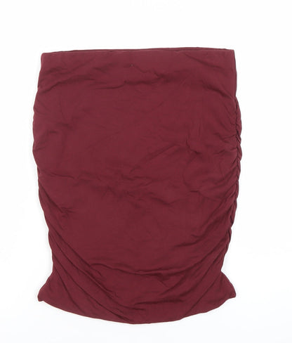 Hush Womens Red Knee Length Pencil Skirt Size S Cotton Modal