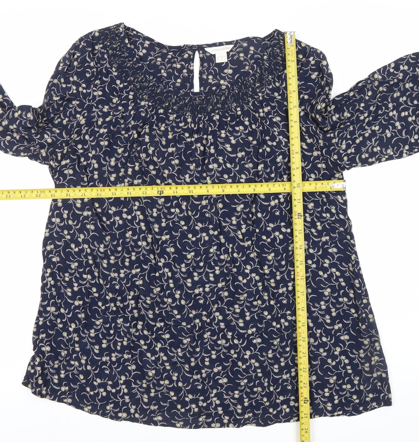 Womens UK Size 14 Monsoon Blue Tunic Blouse