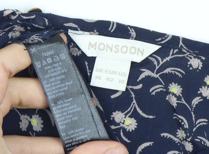 Womens UK Size 14 Monsoon Blue Tunic Blouse