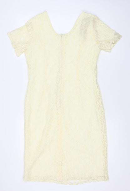 Classics Women’s Ivory Lace Sheath Dress Size 14 Knee Length Wedding Party