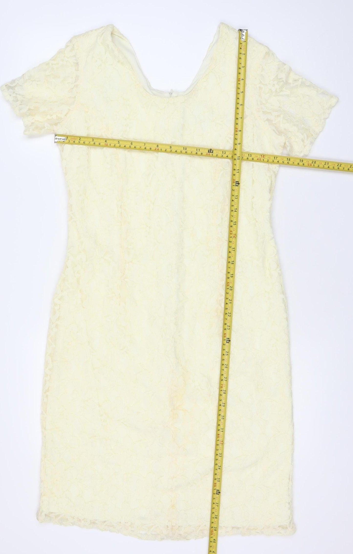 Classics Women’s Ivory Lace Sheath Dress Size 14 Knee Length Wedding Party