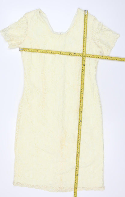 Classics Women’s Ivory Lace Sheath Dress Size 14 Knee Length Wedding Party