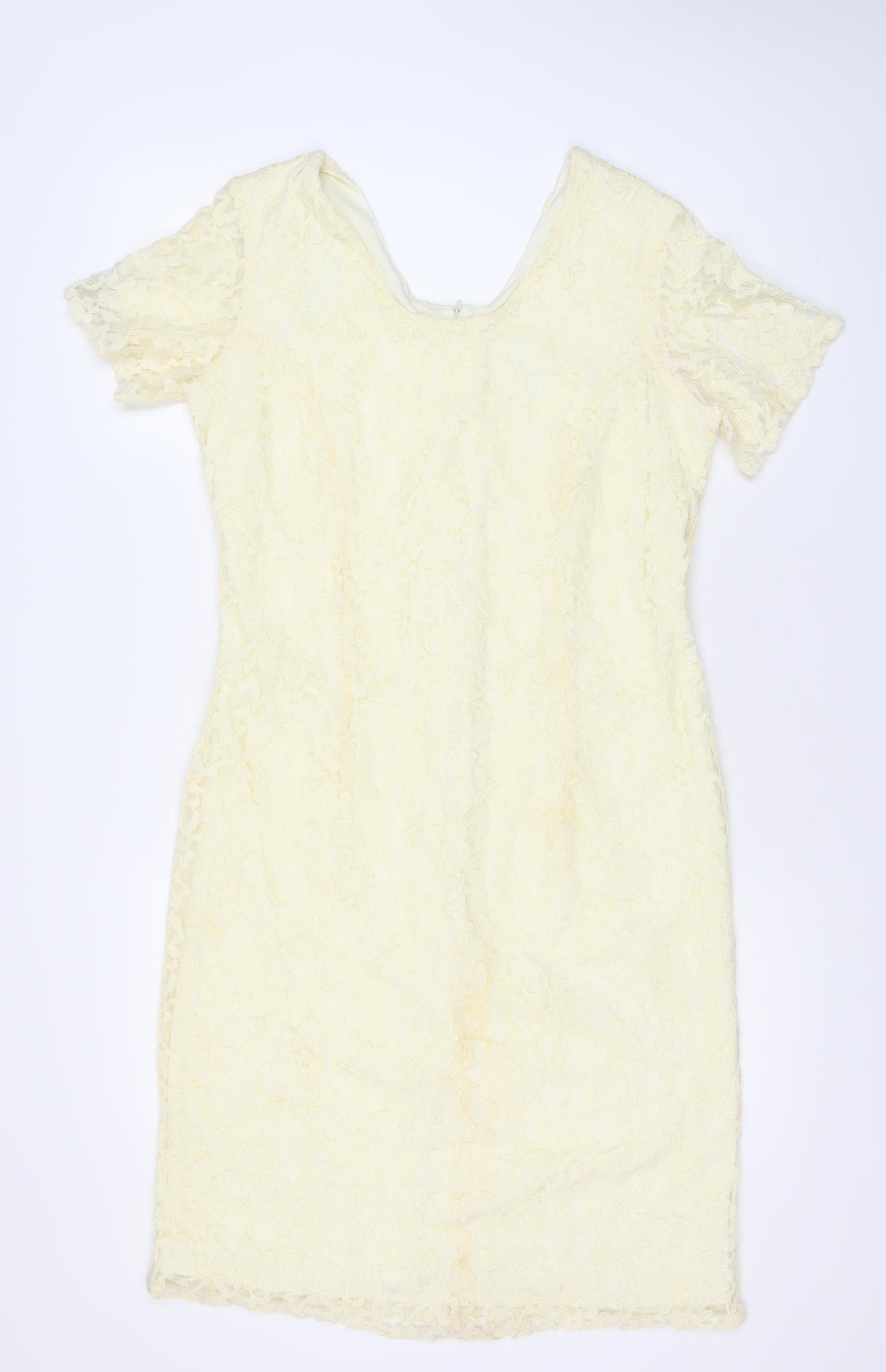 Classics Women’s Ivory Lace Sheath Dress Size 14 Knee Length Wedding Party