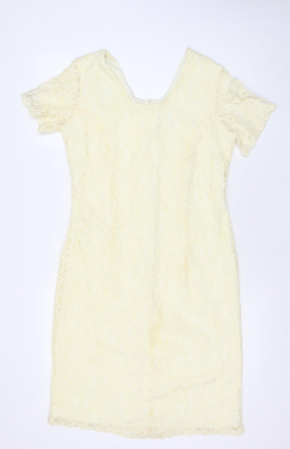 Classics Women’s Ivory Lace Sheath Dress Size 14 Knee Length Wedding Party