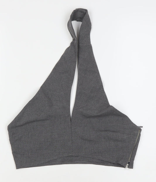 Womens UK Size 12 Pull&Bear Grey Cropped Tank