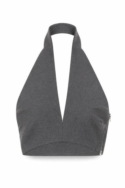 Womens UK Size 12 Pull&Bear Grey Cropped Tank