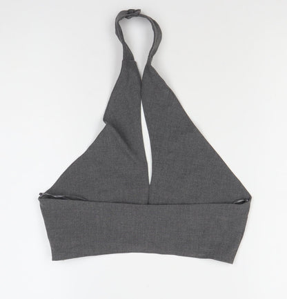 Womens UK Size 12 Pull&Bear Grey Cropped Tank