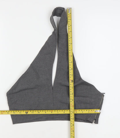 Womens UK Size 12 Pull&Bear Grey Cropped Tank
