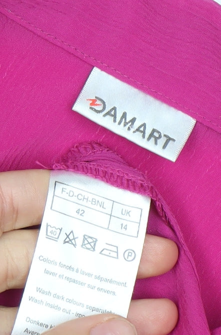 Womens UK Size 14 Damart Pink Basic Button-Up