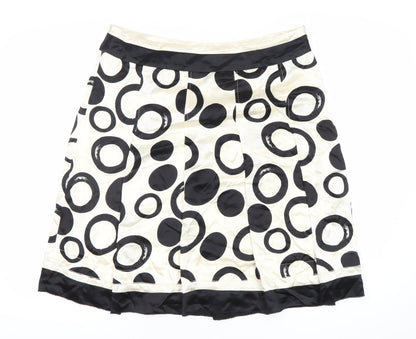 Hobbs Women’s Black White Silk A-Line Knee Length Skirt Size 14