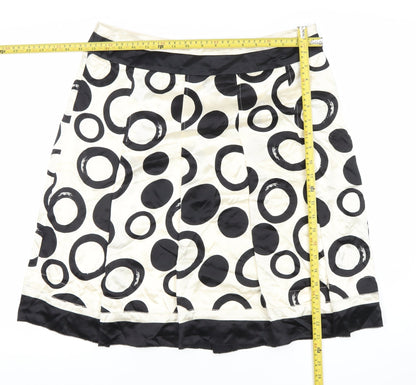 Hobbs Women’s Black White Silk A-Line Knee Length Skirt Size 14