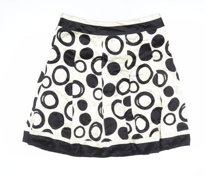 Hobbs Women’s Black White Silk A-Line Knee Length Skirt Size 14