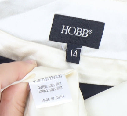 Hobbs Women’s Black White Silk A-Line Knee Length Skirt Size 14