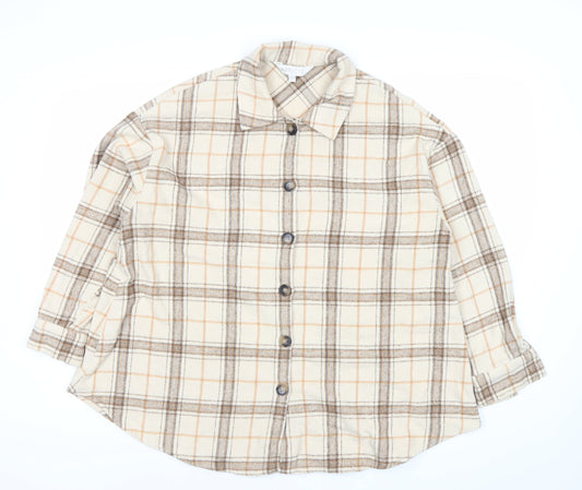 Apricot Women’s Beige Checked Flannel Shirt Jacket XS