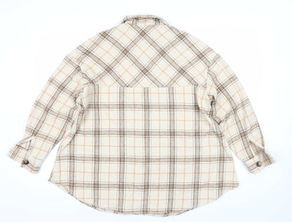 Apricot Women’s Beige Checked Flannel Shirt Jacket XS