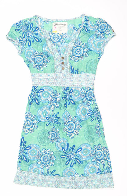 Mantaray Women’s Multicoloured Floral Cotton Shift Dress Size 8