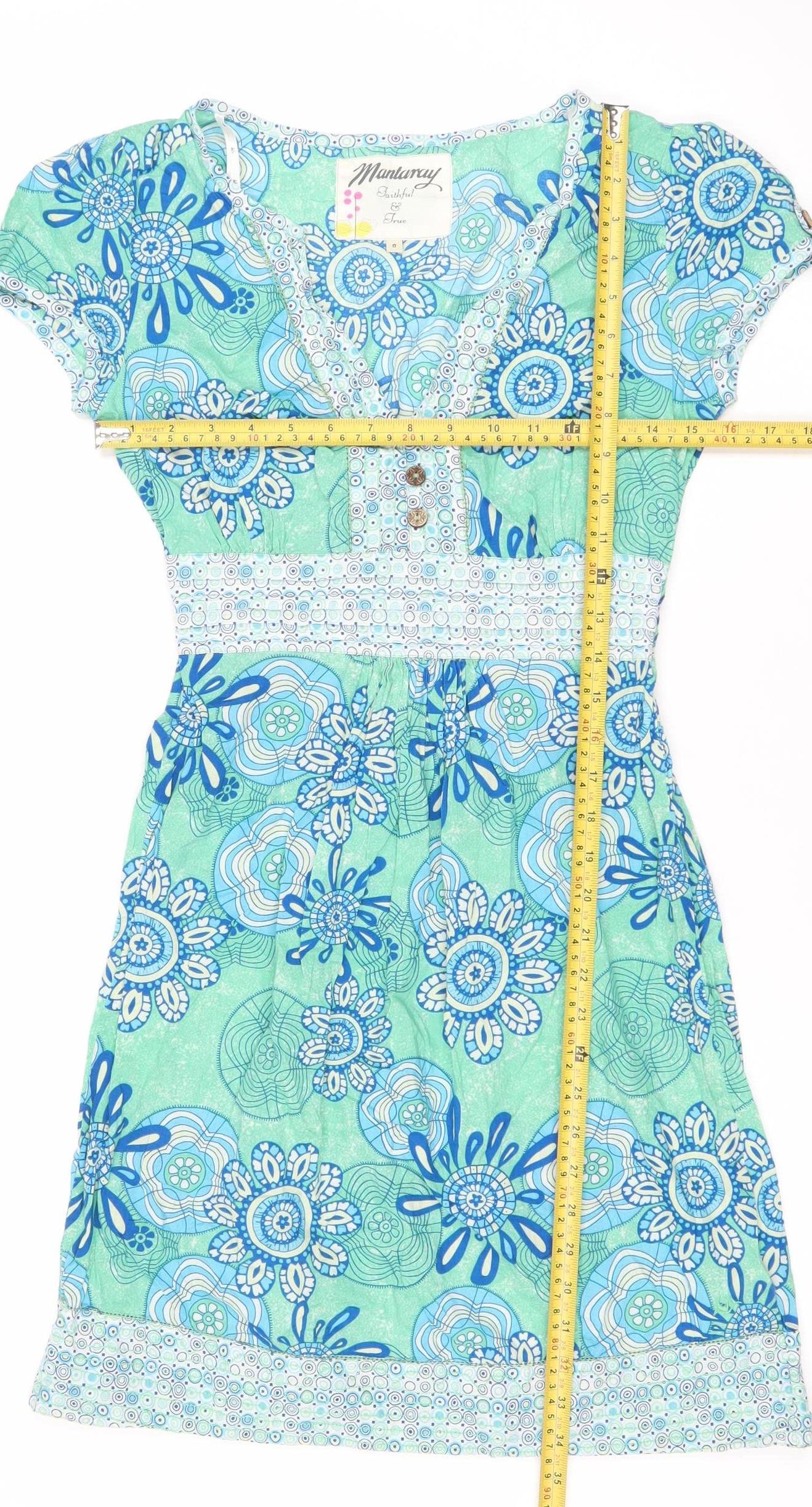 Mantaray Women’s Multicoloured Floral Cotton Shift Dress Size 8