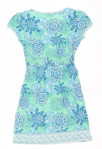 Mantaray Women’s Multicoloured Floral Cotton Shift Dress Size 8