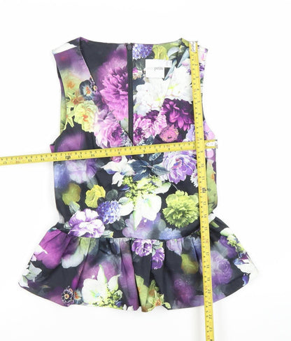 ASOS Petite Womens Multicoloured Floral Peplum Blouse UK 10