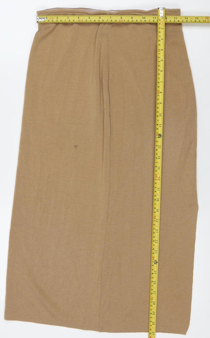 Marks and Spencer Womens Beige Wool Blend Pencil Skirt UK 10