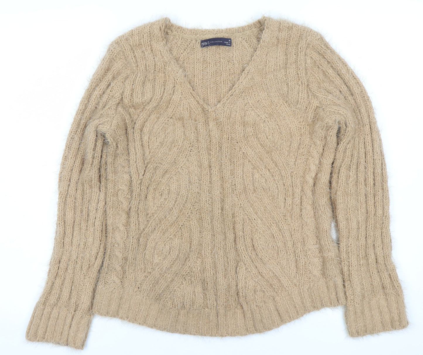 Womens UK Size M Marks and Spencer Beige Pullover Jumper