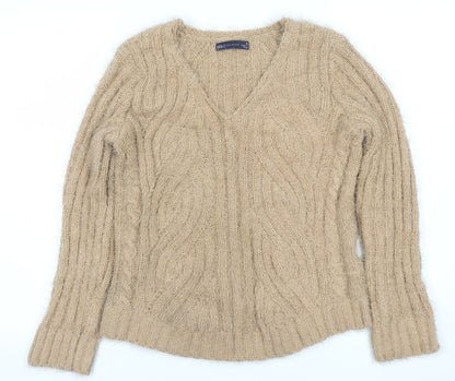 Womens UK Size M Marks and Spencer Beige Pullover Jumper
