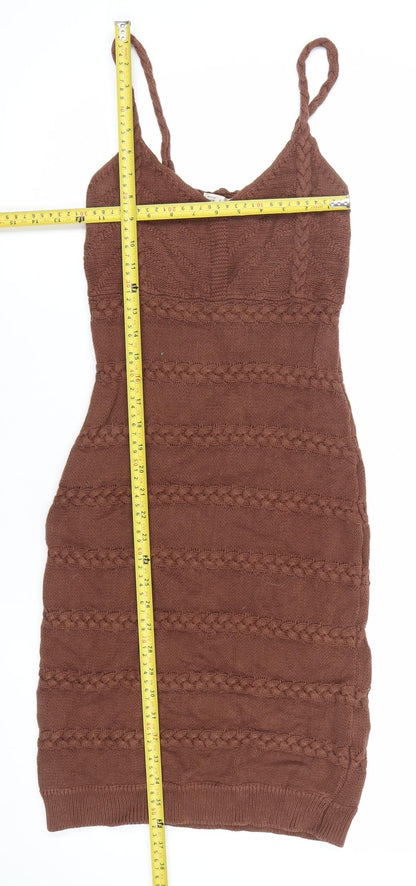Here Comes the Sun Women's Brown Size 10 Bodycon Knit Mini Dress