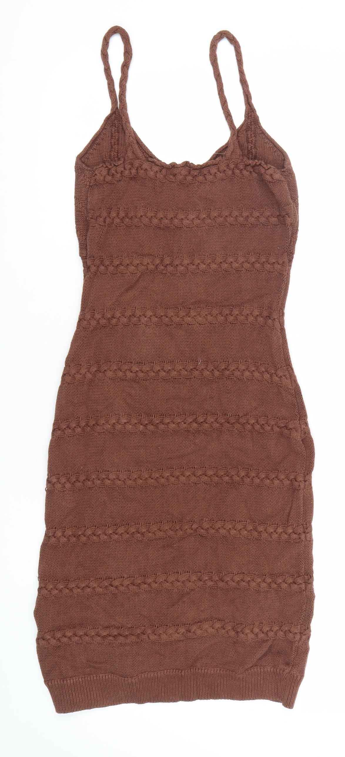 Here Comes the Sun Women's Brown Size 10 Bodycon Knit Mini Dress