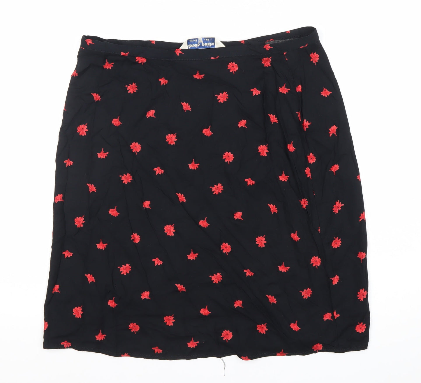 Dorothy Perkins Women’s Black Floral Embroidered Knee Length Skirt Size 16