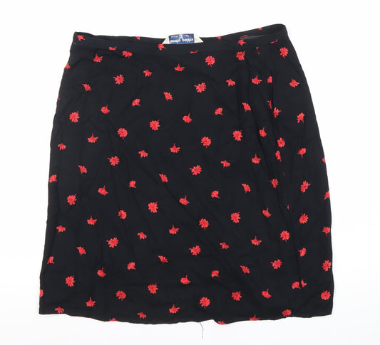 Dorothy Perkins Women’s Black Floral Embroidered Knee Length Skirt Size 16