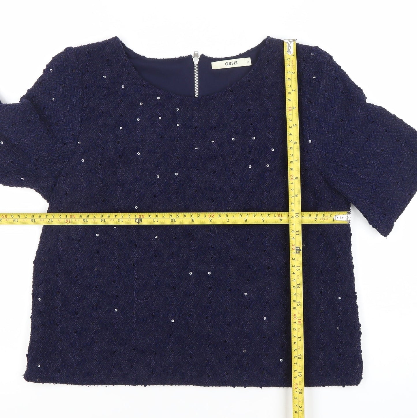 Womens UK Size 12 Oasis Blue Tunic Blouse