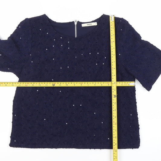 Womens UK Size 12 Oasis Blue Tunic Blouse