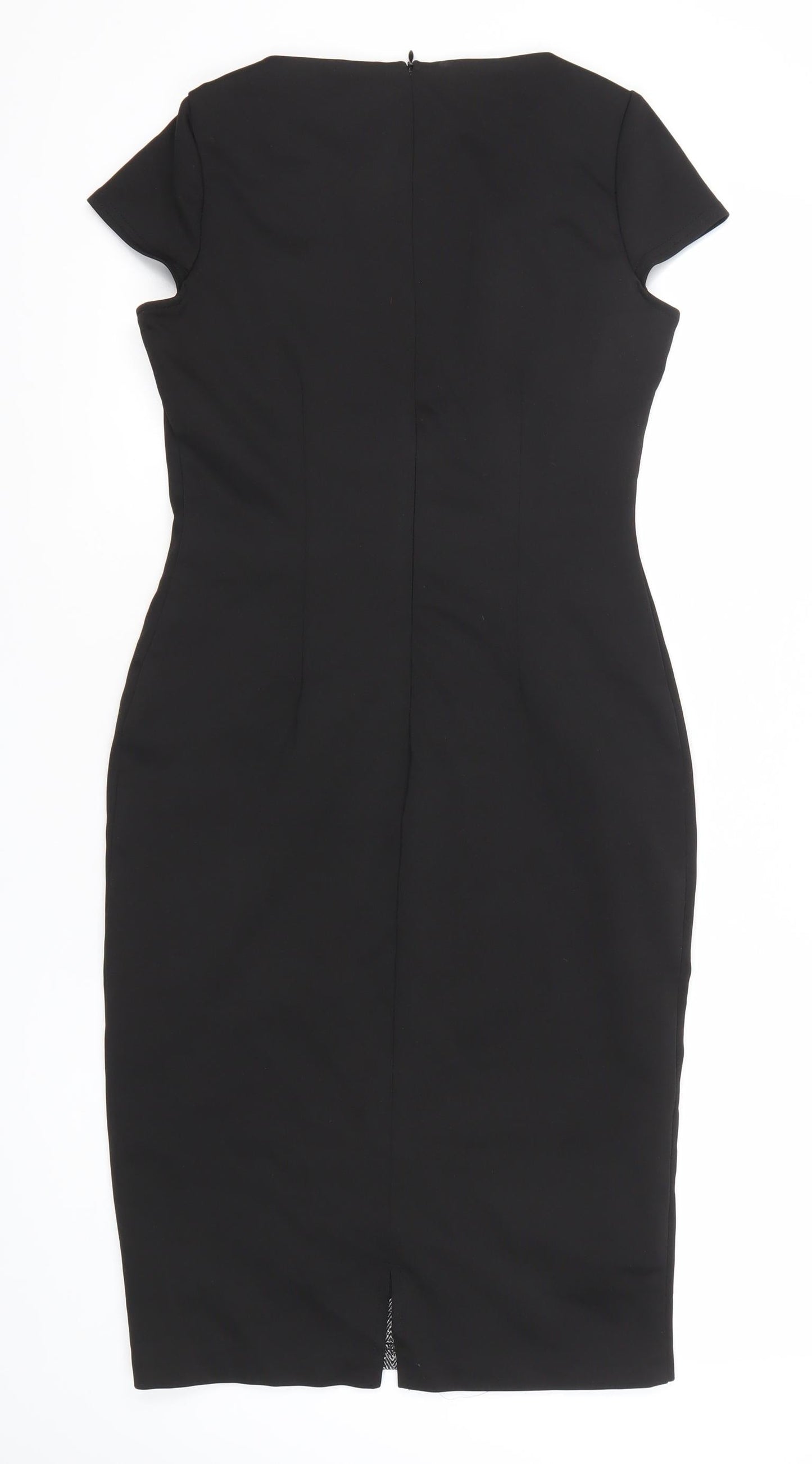 BHS Womens Black Grey Lace Sheath Knee Length Dress Size 8