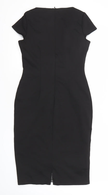 BHS Womens Black Grey Lace Sheath Knee Length Dress Size 8