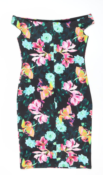 Red Herring Women’s Multicoloured Floral Bodycon Dress Size 12 One Shoulder