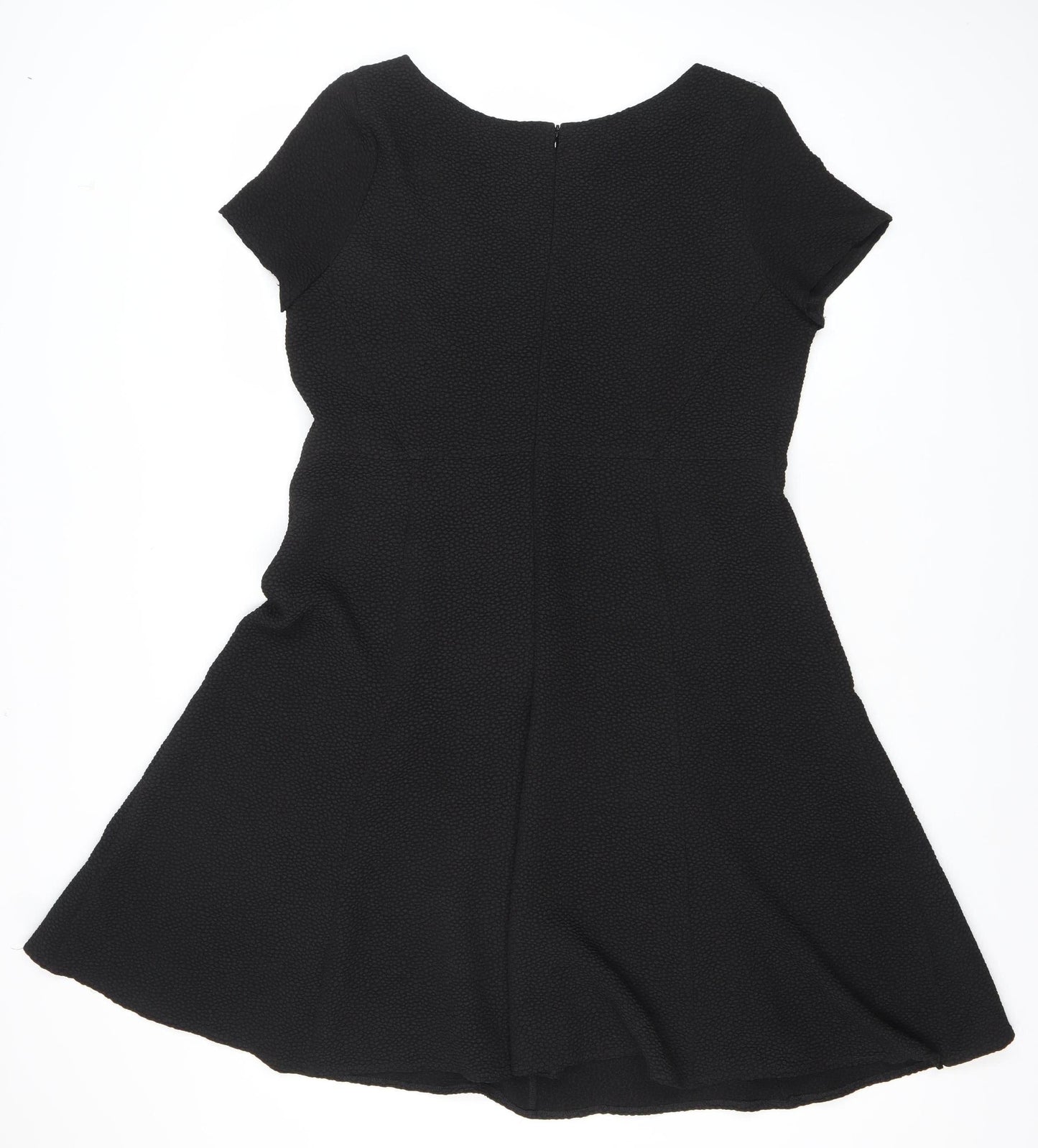 Marks and Spencer Womens Black Size 14 A-Line Dress Short Sleeve Scoop Neck
