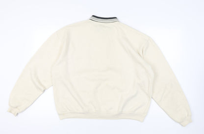 Lupa Men’s Beige XL Collared Henley Sweatshirt Embroidered Pocket