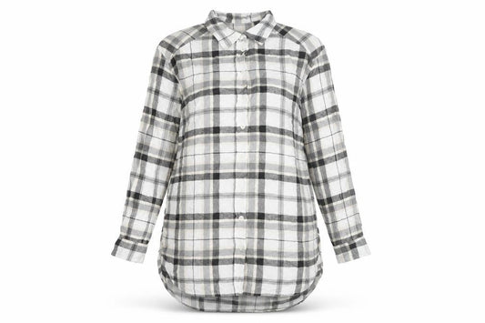 Front view of L.O.G.G. Women’s Multicoloured Plaid Viscose Button-Up Shirt, size UK 10