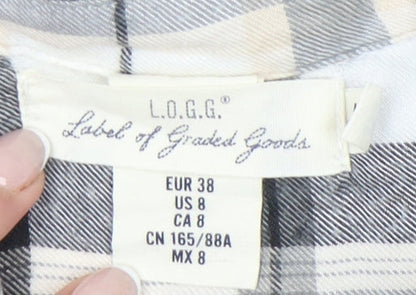 L.O.G.G. Women’s Multicoloured Plaid Viscose Button-Up Shirt Size 10