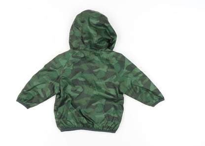 Next Unisex Baby Green Camouflage Windbreaker Jacket 6-9 Months Hooded