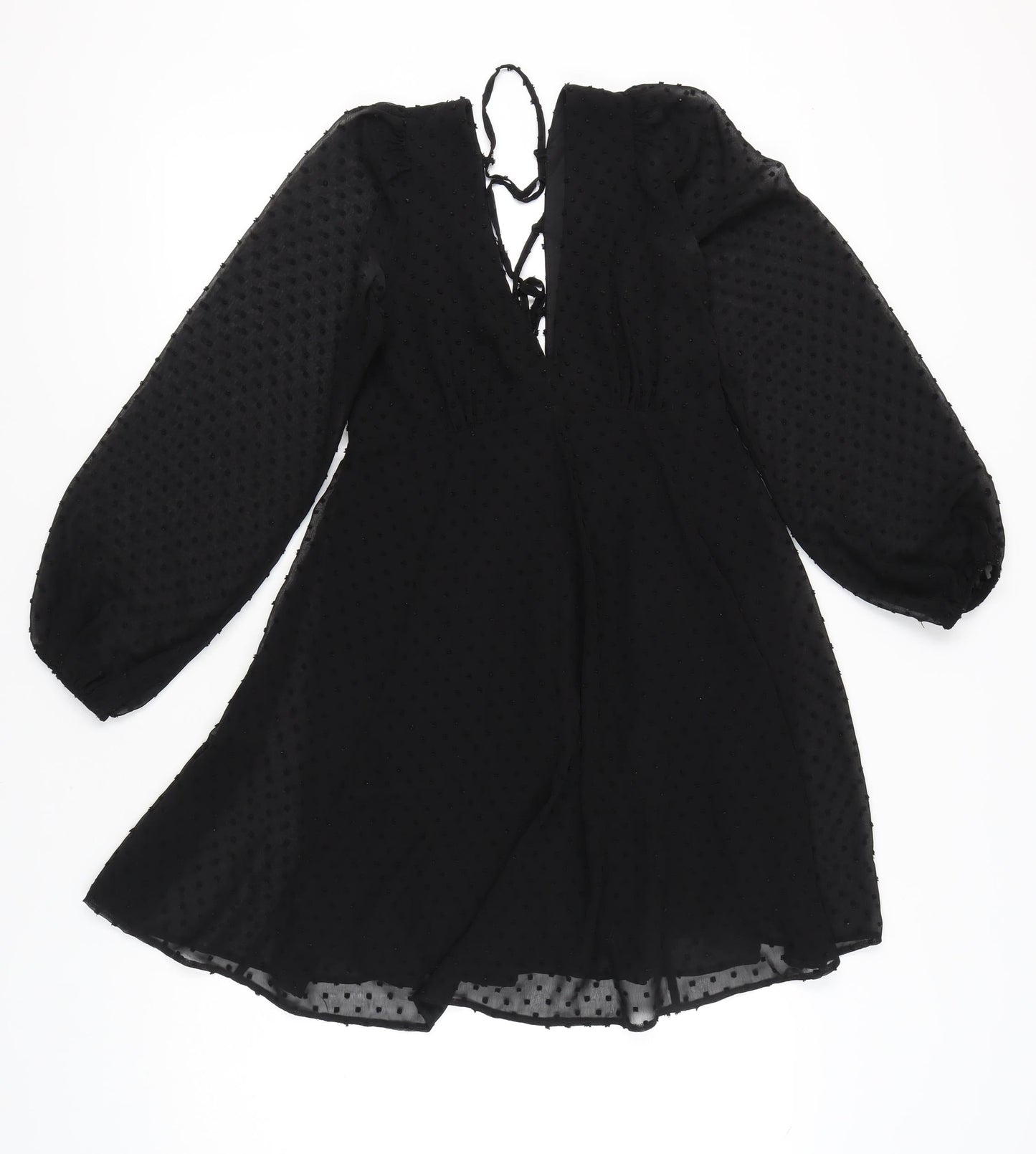 ASOS DESIGN Women’s Black Size 4 Short A-Line Lace Up Dress
