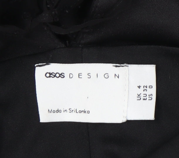 ASOS DESIGN Women’s Black Size 4 Short A-Line Lace Up Dress